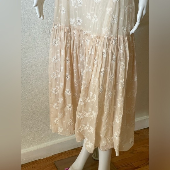 Dress LA VIE REBECCA TAYLOR BEIGE EMBROIDERED SIZE LARGE - Picture 9 of 12